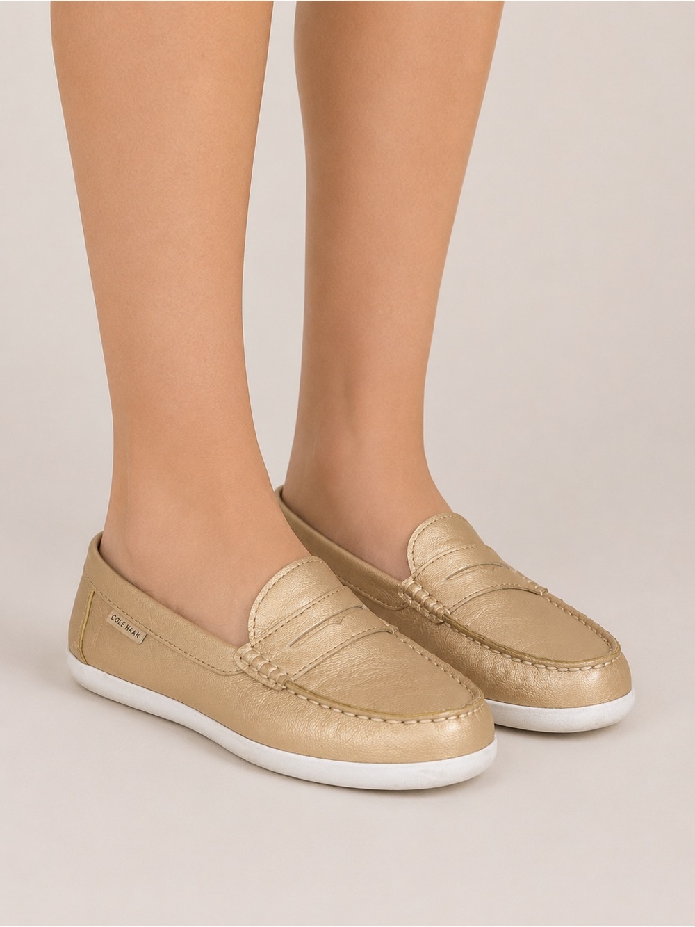 Cole Haan Nantucket‎ Loafers Soft Gold Metallic Leather 7.5B